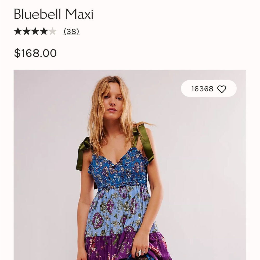 FP bluebell Maxi dress size Medium. Worn once!